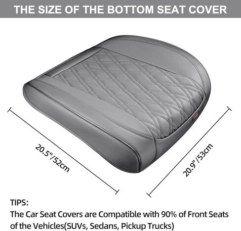 2PCS Car Seat Covers, Seat Covers for Cars, Breathable Nappa Leather Automotive Seat Covers & Accessories with Full Wrapping Edge Front Bottom Fit Cars, Sedans, SUVs, Pickup Trucks, Grey in Kuwait