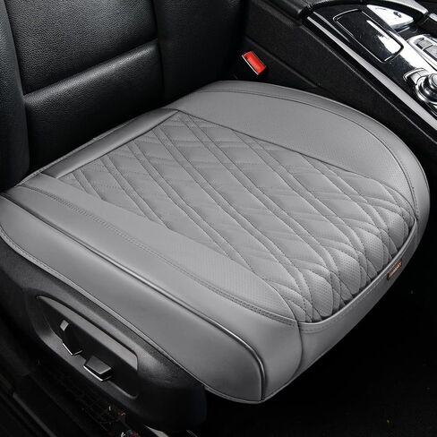 2PCS Car Seat Covers, Seat Covers for Cars, Breathable Nappa Leather Automotive Seat Covers & Accessories with Full Wrapping Edge Front Bottom Fit Cars, Sedans, SUVs, Pickup Trucks, Grey in Kuwait