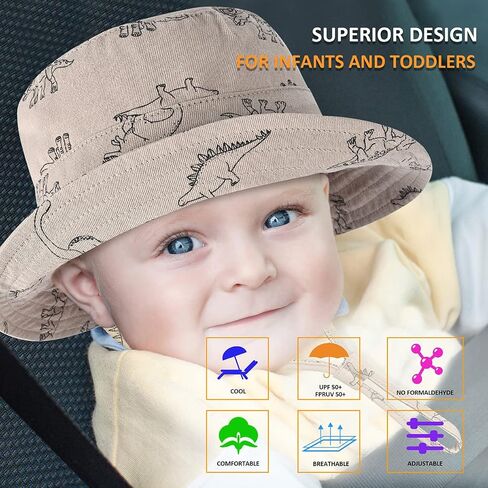 Baby Sun Hat for Boy Girl Toddler,Kids Summer UPF 50+ UV Protection Hat Wide Brim Beach Bucket Cap in Saudi Arabia