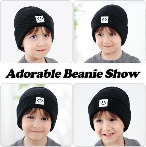 Baby Beanie Baby Winter Hat Toddler Beanie Knit Infant Beanie Newborn Hats Toddler Winter Hat Kids Hat with Smiley Face in Saudi Arabia