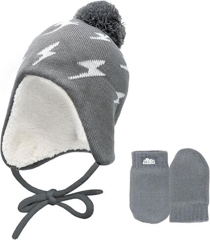JAN & JUL Baby Toddler Knit Winter Hats, Mittens and Sets | Fleece Lined, Cream in Kuwait