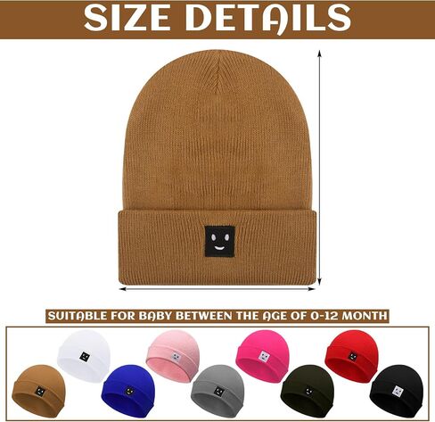 Suhine 9 Pcs Baby Beanie Winter Knit Ski Hat with Cute Smile Face Cold Weather Hats for Newborn Baby Boy Girls 0-12 Months in Saudi Arabia