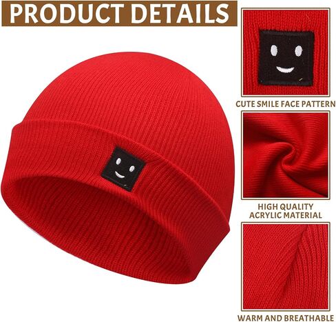 Suhine 9 Pcs Baby Beanie Winter Knit Ski Hat with Cute Smile Face Cold Weather Hats for Newborn Baby Boy Girls 0-12 Months in Saudi Arabia