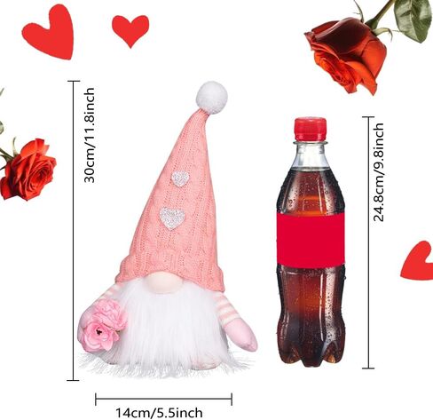 QuanYaaJoy 2pcs عيد الحب التماثيل زهرة كيوبيد الزينة السهم، اليدوية مضاءة زوجين رومانسية أفخم Tomte السويدية لصديقة زوجة المرأة هدية المنزل الوردي الأزرق in Kuwait