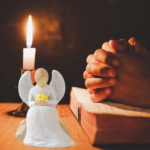 NANAOUS Guardian Angel Statues and Figurines, Praying Angel Figurines for Women, Resin Angeles Decorativos Hand-Painted Collectible Sculpture, Angel Ornaments Remembrance Condolence Gifts in Kuwait