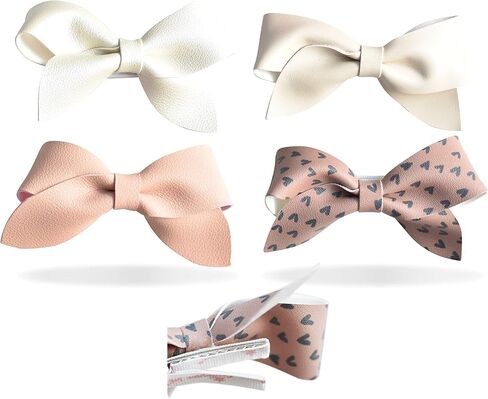 California Tot Girl's Mixed Bow Clips Fully Lined Strong Grip Non Slip for Fine Hair (Emma Set of 4) in Kuwait