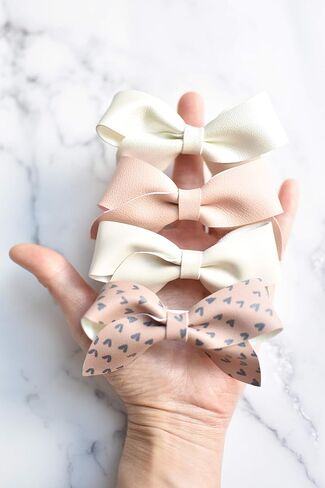 California Tot Girl's Mixed Bow Clips Fully Lined Strong Grip Non Slip for Fine Hair (Emma Set of 4) in Kuwait