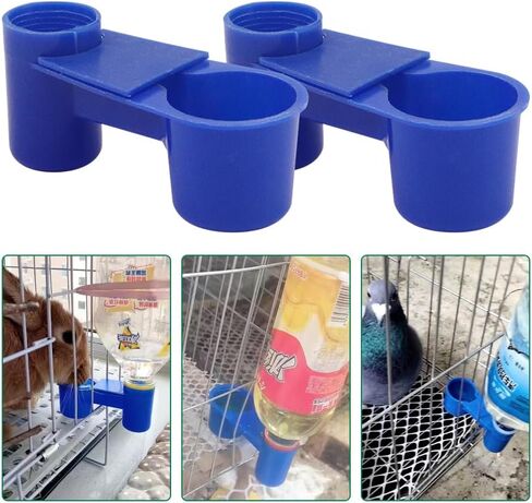 Automatic Bird Drinker Cups 12pcs Pigeon Water Bottle Feeder for Cage(Blue) in Saudi Arabia