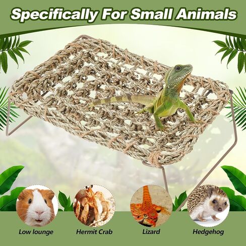 Soaoo 2 Pcs Lizard Lounger for Rest Rectangle Reptile Hammock Bed Grass Fibers Bearded Dragon Bed Gecko Climbing Accessories for Habitats Small Animals Guinea Pig Snake Iguana Amphibian Hermit Crab in Saudi Arabia
