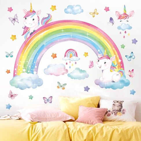 decalmile Rainbow Fairy Butterfly Clouds Wall Decals Stickers in Saudi Arabia