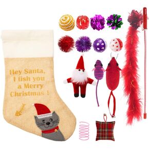 باوتشي جوارب الكريسماس للقطط - مجموعة العاب تفاعلية للقطط الصغيرة مكونة من 14 قطعة in Kuwait