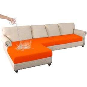 HDCAXKJ 100% Waterproof 4 Piece Couch Cushion Covers for Sectional Sofa L Shape Stretch Sofa Seat Slipcover L-Shaped Chaise Cover Set for Both Left/Right Sectional Couch Pet Dog (Dark Gray, Large) in Kuwait