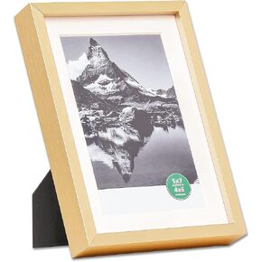 TheDisplayGuys - إطار صورة معاصر من الألومنيوم - زجاج مقوى - ملصق طويل مقاس 11 × 17 - ذهبي - معلق على الحائط in Kuwait