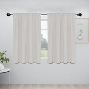 Easy-Going Rod Pocket Blackout Curtains for Bedroom, Room Darkening Window Curtains for Living Room, Thermal Insulated Noise Reduction Solid Window Drapes, 2 Panels(34x45 in, Beige) in Saudi Arabia