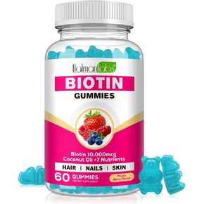 مكمل نمو الشعر البيوتين ONE1X 10,000 ميكروجرام 60 علكة - مكمل قابل للمضغ للبشرة الصحية والشعر والأظافر - فيتامينات الشعر لتساقط الشعر - فيتامينات الشعر الصمغية - نباتي، غير معدّل وراثيًا in Kuwait