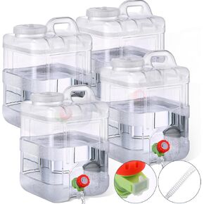 Maxdot 4 عبوات سعة 4 جالون حاوية مياه محمولة مع حنفية سعة 15 لترًا للتخييم حاوية تخزين المياه خزان مياه كبير مع صنبور لتخزين المياه في حالات الطوارئ للتخييم في الهواء الطلق والتنزه سيرًا على الأقدام in Kuwait