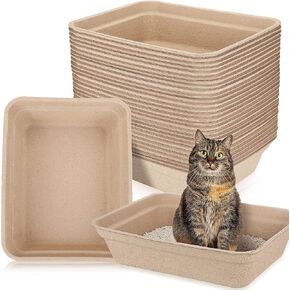 30 Pieces Large Disposable Cat Litter Boxes Paper Cat Litter Tray Pets 2 in 1 Kitten Portable Replacement Travel Box for Cat, Hamster, Guinea Pig, Mice, Small Animals, 16.7 x 12.8 x 4.1 Inch in Kuwait