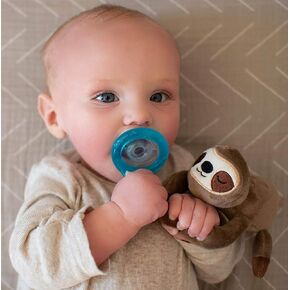 Nuby Soft Plush Pacifinder with Detachable Silicone Pacifier: 0-6 Months, Fox, Natural Cherry Shape, orange, one size