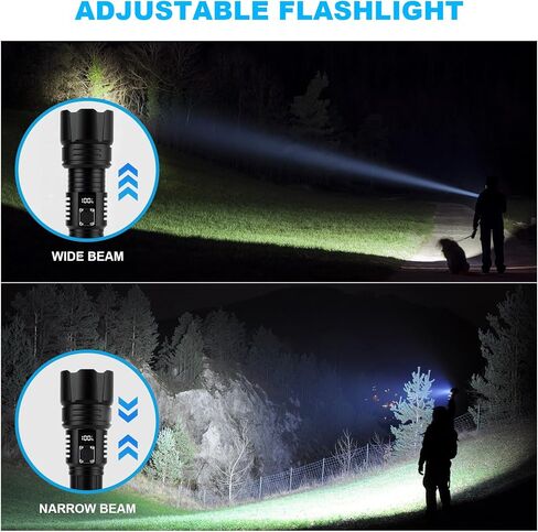 مصابيح بوليساك القابلة لإعادة الشحن لومن عالي، 900000 لومن مصباح يدوي قوي، IPX7 مقاوم للماء، 5 أوضاع إضاءة LED فائقة السطوع للتخييم والمشي لمسافات طويلة والأنشطة الخارجية in Kuwait