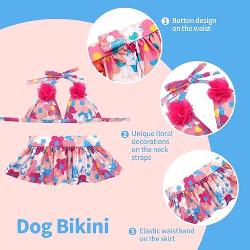 KYEESE Dogs Bikini for Small Dogs Floral Dog Beach Swimsuit Dog Tutu Dresses Dogs Clothes for Summer, Floral, L in Saudi Arabia