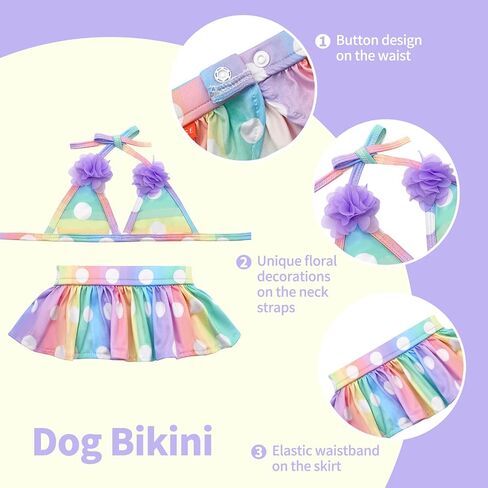 KYEESE Dogs Bikini for Small Dogs Floral Dog Beach Swimsuit Dog Tutu Dresses Dogs Clothes for Summer, Floral, L in Saudi Arabia