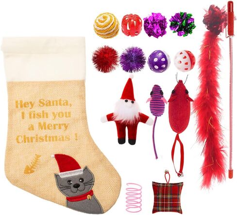 باوتشي جوارب الكريسماس للقطط - مجموعة العاب تفاعلية للقطط الصغيرة مكونة من 14 قطعة in Kuwait
