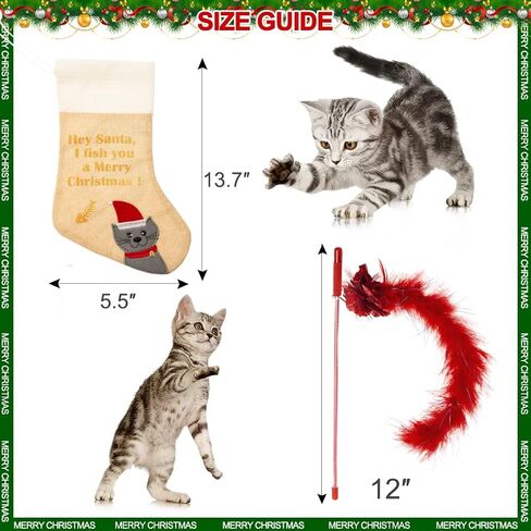 باوتشي جوارب الكريسماس للقطط - مجموعة العاب تفاعلية للقطط الصغيرة مكونة من 14 قطعة in Kuwait