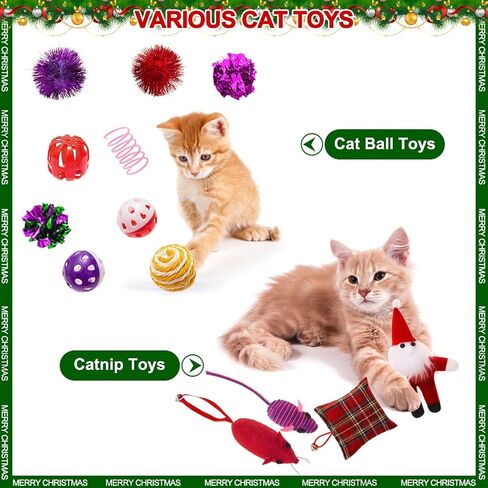 باوتشي جوارب الكريسماس للقطط - مجموعة العاب تفاعلية للقطط الصغيرة مكونة من 14 قطعة in Kuwait