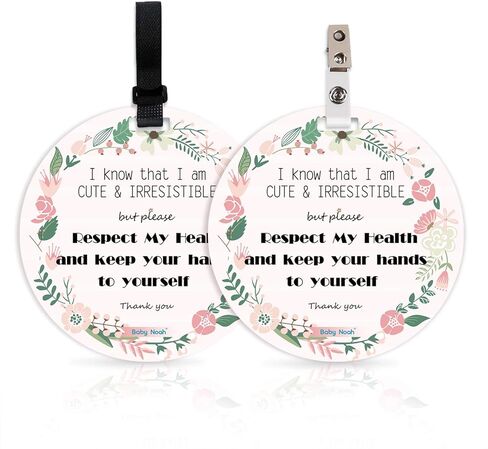 لافتة لا تلمس مجموعة سيارة الأطفال حديثي الولادة أو بطاقة عربة الأطفال، لا تلمس علامة الطفل للفتيات، لافتة أمان بدون لمس مع أشرطة تعليق ومشبك (مجموعة من قطعتين) in Kuwait