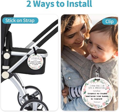 لافتة لا تلمس مجموعة سيارة الأطفال حديثي الولادة أو بطاقة عربة الأطفال، لا تلمس علامة الطفل للفتيات، لافتة أمان بدون لمس مع أشرطة تعليق ومشبك (مجموعة من قطعتين) in Kuwait