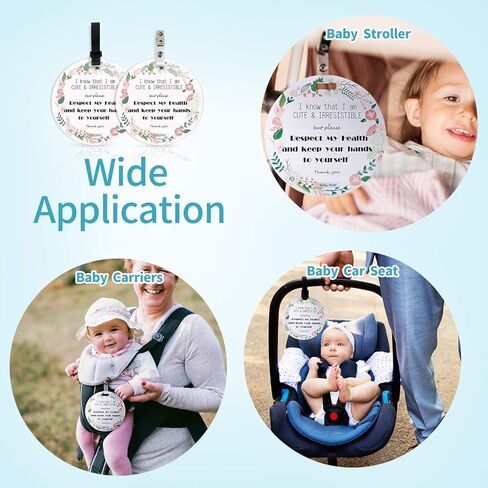 لافتة لا تلمس مجموعة سيارة الأطفال حديثي الولادة أو بطاقة عربة الأطفال، لا تلمس علامة الطفل للفتيات، لافتة أمان بدون لمس مع أشرطة تعليق ومشبك (مجموعة من قطعتين) in Kuwait
