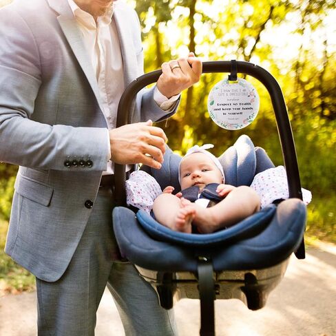 لافتة لا تلمس مجموعة سيارة الأطفال حديثي الولادة أو بطاقة عربة الأطفال، لا تلمس علامة الطفل للفتيات، لافتة أمان بدون لمس مع أشرطة تعليق ومشبك (مجموعة من قطعتين) in Kuwait