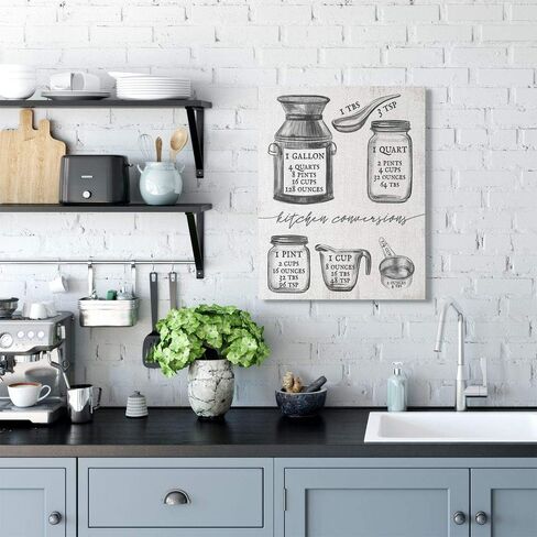 مخطط تحويل المطبخ من Stupell Industries رسم كلمات باللون الرمادي المحايد، تصميم للفنان Daphne Polselli لوحة فنية جدارية، 13 × 19، أبيض فاتح in Kuwait