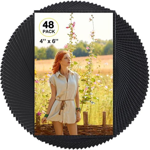 Weewooday 48 Pack Refrigerator Magnet Photo Frame Magnetic Picture Holder with Clear Pocket Fridge Magnetic Picture Frame for Office Cabinet Locker, Black (4 x 6 Inch) in Saudi Arabia