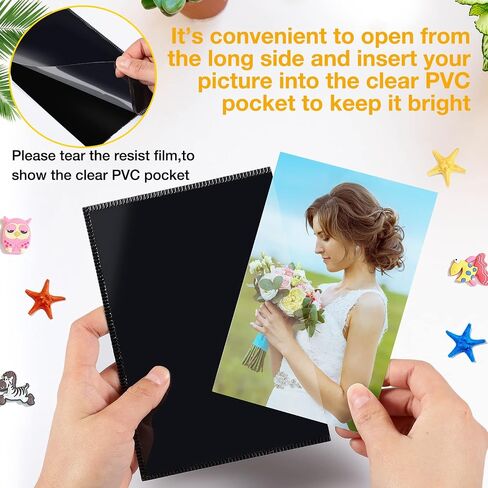 Weewooday 48 Pack Refrigerator Magnet Photo Frame Magnetic Picture Holder with Clear Pocket Fridge Magnetic Picture Frame for Office Cabinet Locker, Black (4 x 6 Inch) in Saudi Arabia