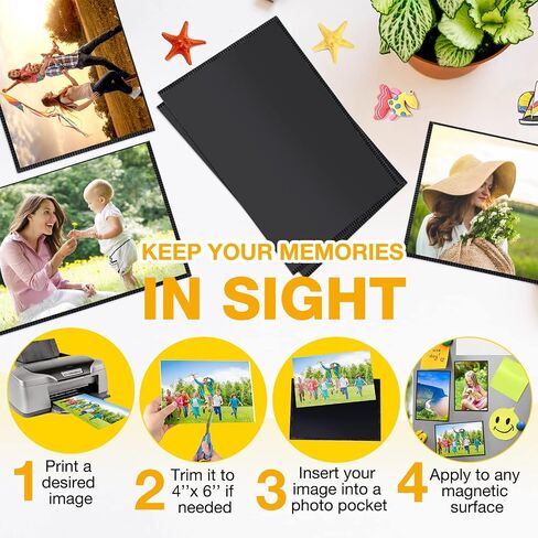 Weewooday 48 Pack Refrigerator Magnet Photo Frame Magnetic Picture Holder with Clear Pocket Fridge Magnetic Picture Frame for Office Cabinet Locker, Black (4 x 6 Inch) in Saudi Arabia