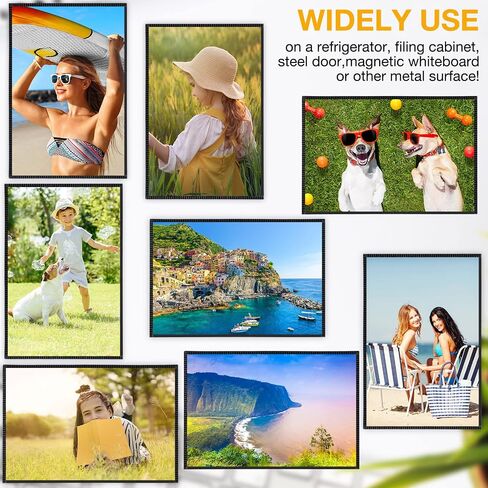 Weewooday 48 Pack Refrigerator Magnet Photo Frame Magnetic Picture Holder with Clear Pocket Fridge Magnetic Picture Frame for Office Cabinet Locker, Black (4 x 6 Inch) in Saudi Arabia