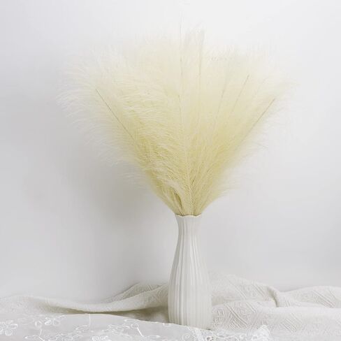 6 قطع من عشب بامباس الصناعي من سوريام، عشب بامباس صغير مجفف مقاس 17 بوصة، زهور طبيعية مجففة اصطناعية لغرفة المعيشة وغرفة النوم والمكتب والمطبخ وديكور الزفاف ومزرعة بوهو، أبيض in Kuwait