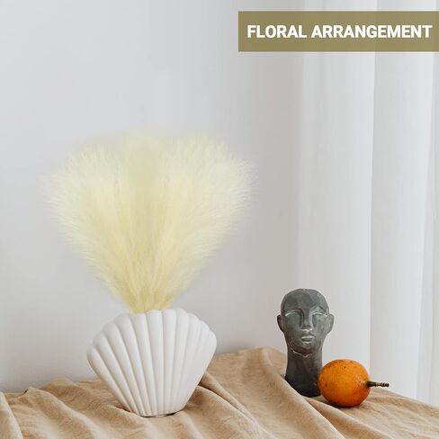 6 قطع من عشب بامباس الصناعي من سوريام، عشب بامباس صغير مجفف مقاس 17 بوصة، زهور طبيعية مجففة اصطناعية لغرفة المعيشة وغرفة النوم والمكتب والمطبخ وديكور الزفاف ومزرعة بوهو، أبيض in Kuwait