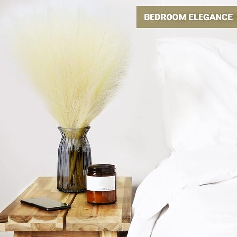 6 قطع من عشب بامباس الصناعي من سوريام، عشب بامباس صغير مجفف مقاس 17 بوصة، زهور طبيعية مجففة اصطناعية لغرفة المعيشة وغرفة النوم والمكتب والمطبخ وديكور الزفاف ومزرعة بوهو، أبيض in Kuwait