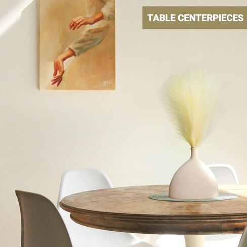 6 قطع من عشب بامباس الصناعي من سوريام، عشب بامباس صغير مجفف مقاس 17 بوصة، زهور طبيعية مجففة اصطناعية لغرفة المعيشة وغرفة النوم والمكتب والمطبخ وديكور الزفاف ومزرعة بوهو، أبيض in Kuwait