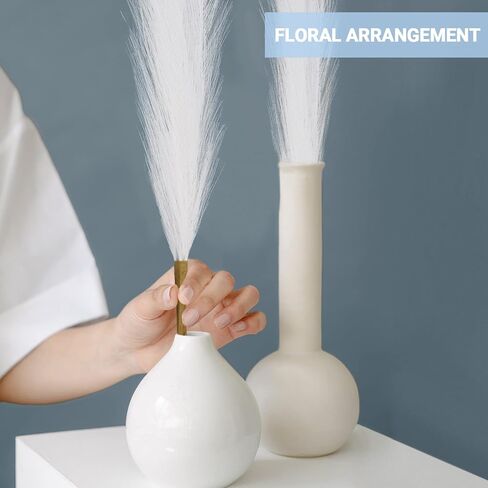 6 قطع من عشب بامباس الصناعي من سوريام، عشب بامباس صغير مجفف مقاس 17 بوصة، زهور طبيعية مجففة اصطناعية لغرفة المعيشة وغرفة النوم والمكتب والمطبخ وديكور الزفاف ومزرعة بوهو، أبيض in Kuwait