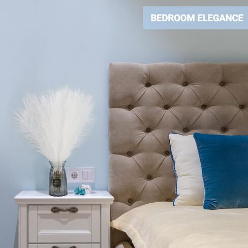 6 قطع من عشب بامباس الصناعي من سوريام، عشب بامباس صغير مجفف مقاس 17 بوصة، زهور طبيعية مجففة اصطناعية لغرفة المعيشة وغرفة النوم والمكتب والمطبخ وديكور الزفاف ومزرعة بوهو، أبيض in Kuwait