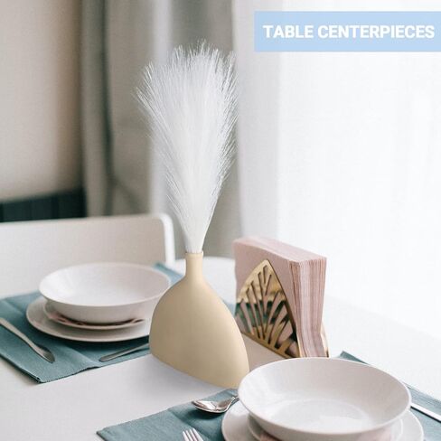 6 قطع من عشب بامباس الصناعي من سوريام، عشب بامباس صغير مجفف مقاس 17 بوصة، زهور طبيعية مجففة اصطناعية لغرفة المعيشة وغرفة النوم والمكتب والمطبخ وديكور الزفاف ومزرعة بوهو، أبيض in Kuwait