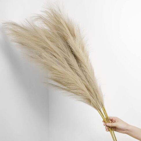 6 قطع من عشب بامباس الصناعي من سوريام، عشب بامباس صغير مجفف مقاس 17 بوصة، زهور طبيعية مجففة اصطناعية لغرفة المعيشة وغرفة النوم والمكتب والمطبخ وديكور الزفاف ومزرعة بوهو، أبيض in Kuwait