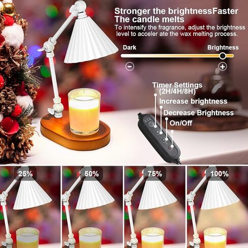 Candle Warmer Lamp with Dimmer, Timer - Adjustable Height Lamp Candle Warmer, Perfect Home Decor Gift for Her and Birthday Gift for Mom - Scented Jar Candle Heater - White in Kuwait