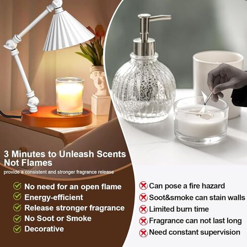 Candle Warmer Lamp with Dimmer, Timer - Adjustable Height Lamp Candle Warmer, Perfect Home Decor Gift for Her and Birthday Gift for Mom - Scented Jar Candle Heater - White in Kuwait
