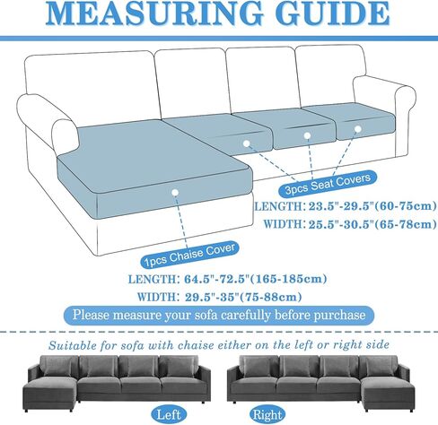 HDCAXKJ 100% Waterproof 4 Piece Couch Cushion Covers for Sectional Sofa L Shape Stretch Sofa Seat Slipcover L-Shaped Chaise Cover Set for Both Left/Right Sectional Couch Pet Dog (Dark Gray, Large) in Kuwait