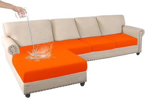 HDCAXKJ 100% Waterproof 4 Piece Couch Cushion Covers for Sectional Sofa L Shape Stretch Sofa Seat Slipcover L-Shaped Chaise Cover Set for Both Left/Right Sectional Couch Pet Dog (Dark Gray, Large) in Kuwait