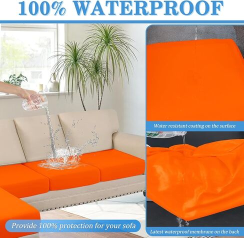 HDCAXKJ 100% Waterproof 4 Piece Couch Cushion Covers for Sectional Sofa L Shape Stretch Sofa Seat Slipcover L-Shaped Chaise Cover Set for Both Left/Right Sectional Couch Pet Dog (Dark Gray, Large) in Kuwait